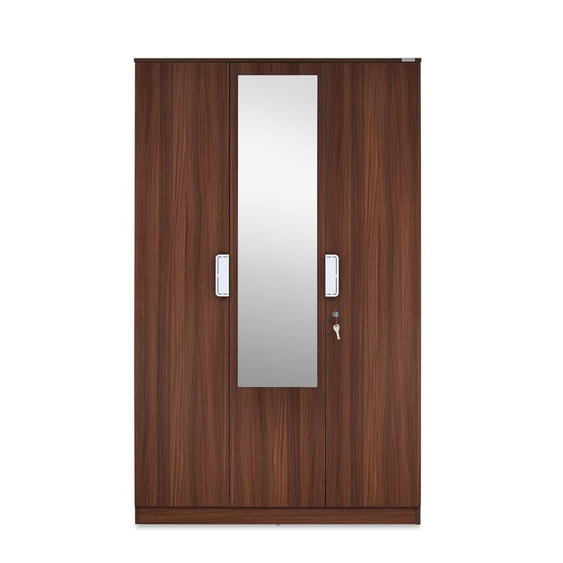 Nilkamal Store Nilkamal Joyce 3 Door Wooden Wardrobe with Mirror, - Image 4