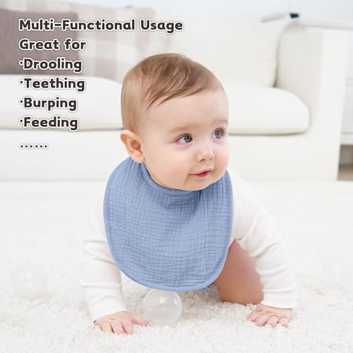Image of Susurration Muslin Baby Drool Bibs 10Pack Soft Square Adjustable Bandana Bibs for Unisex Baby Girls & Boys