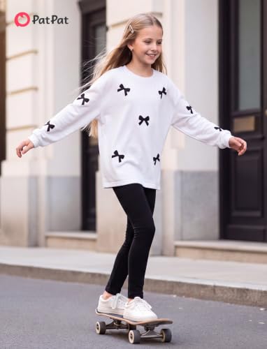 Image of PATPAT Little Girls Clothes Crew Neck Leopard Color Block Sweatshirt and Leggings Girls Outfits Size 4-12Y