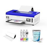 PUNEHOD DTF Printer A4 L800 with Roll Feeder, DTF Transfer Printer Machine with White Ink Circulatory for DIY Print Dark and Light Fabrics (A4 L800+DTF Ink+Powder+Roll Film)
