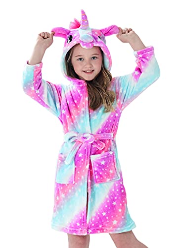 Brinny Albornoz de Baño Unicornio Niño y Niña Pijamas y Batas Infantil Textiles de Baño Muchacha Albornoz con Capucha Regalos Suave Ropa de Dormir Suave Camisón