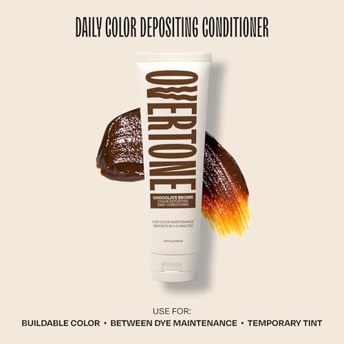 Image of Overtone Daily Color Depositing Conditioner for Hair, Chocolate Brown:Temporary Pigment with Shea, Coconut & Avocado Oils, Hydrating, Vegan & Cruelty-Free, All Hair Types, 4.5oz.