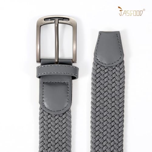 Image of JASGOOD Men Elastic Braided Woven Belt Casual Canvas Woven Stretch Golf Belt for Men Women Jeans Suits Pants