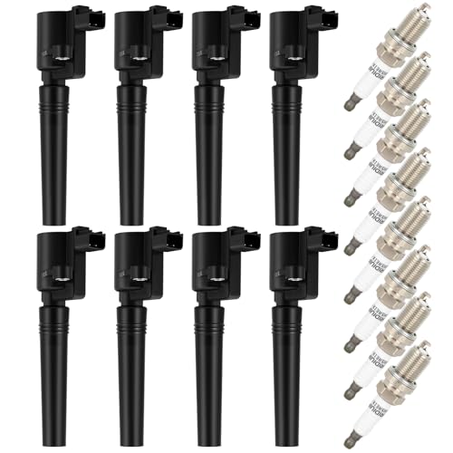 ECCPP Ignition Coil Coils&iridium Spark Plugs DG499 for Ford for Lincoln for jaguar Thunderbird LS S-Type 3.9L 4.0L 4.2L V8 set of 8