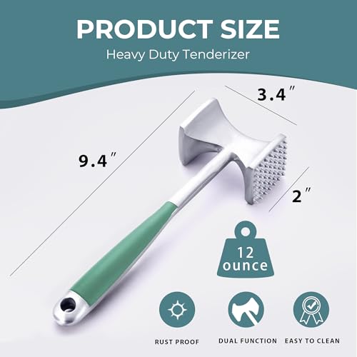 Image of KITEXPERT Meat Tenderizer Hammer with Comfortable-Grip Handle, Dual-side Mallet for Kitchen, Heavy Duty Pounder For Tenderizing Steak, Beef and Fish, Mint Green