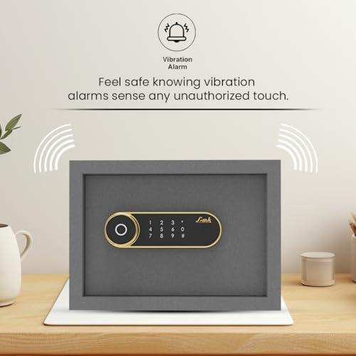 Image of Link Smart Zytron Safe Locker for Home - 16L Capacity, Digital Lock, Fingerprint & PIN Access, Anti-Theft Alarm, Three Locking Bolts, Grey || Free installation and 3 Year Domestic Warranty ||