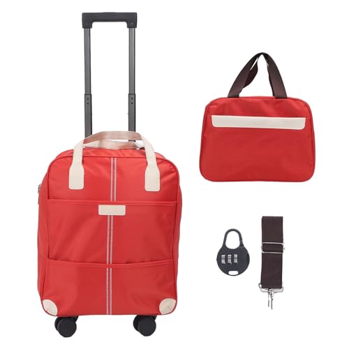 Traveler Carry On Suitcase, Orange Carry On Luggage Set Oxford Fabric Password Lock Travel Suitcase with Expandable Space for Men and Women