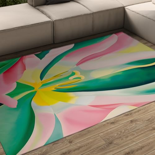 Tapis abstrait floral coup de pinceau 120x150cm tapis de salon haut de gamme - 2
