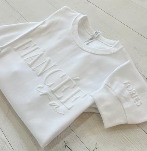 Up2ournecksinfabric - Engagement Gift - Fiance Sweatshirt - Newly Engaged - Fiancee Era - Custom Fiancee Shirt - Custom Engagement White3