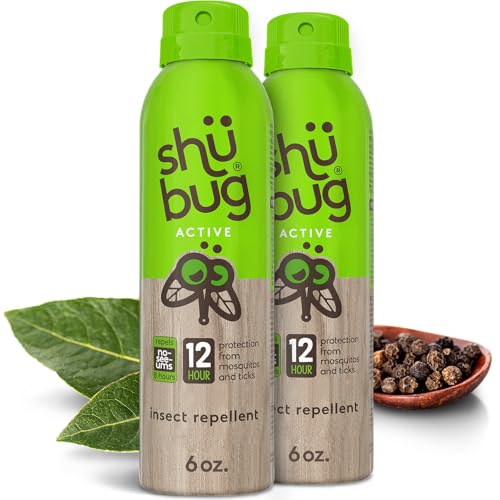 Shubug (2 Count) - Active Bug Spray, Deet Free Mosquito Repellent, Travel Size Picaridin Insect Repellent for Home, Indoor, and Outdoor Use - 6 oz, Unscented Bug Spray, Up to 12-Hour Protection