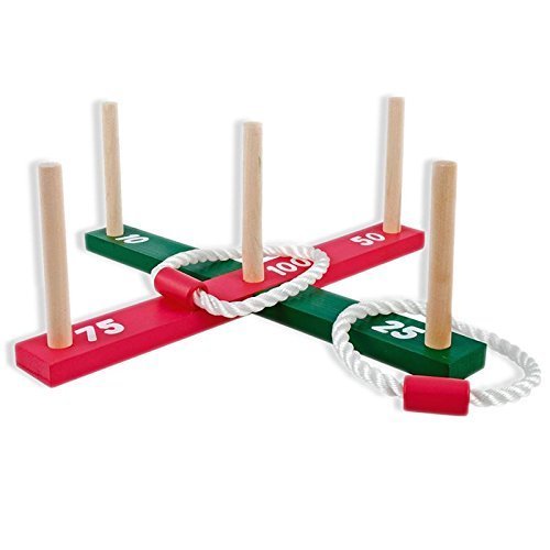 Guilty Gadgets GARDEN/OUTDOOR ROPE QUOITS & WOODEN PEGS THROWING GAME Family Pegs And Rope Hoopla Game