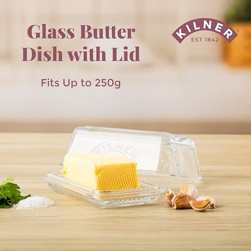 Kilner Butterdose Glas Mehrfarbig für Küche und Schrank mit ausholender Kapazität und modernem Design 17 x 10 x 7,2 cm T