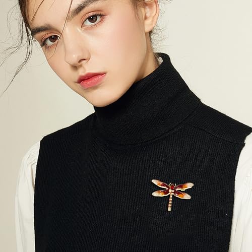 Image of Honbay 4PCS Chic Dragonfly Brooch Pins Enamel Alloy Cute Animal Dragonfly Brooches Odonate Breastpin Lapel Pins Hat Scarf Shawl Sweater Cardigan Clips
