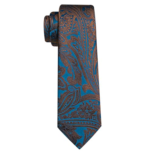 Image of Barry.Wang Men Ties Paisley Woven Silk Necktie Set with Pocket Suqare Cufflinks Formal