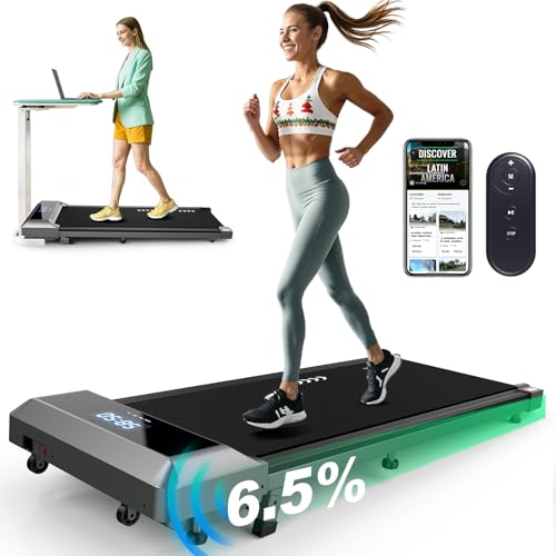 ORISYN Cinta de Correr Walking Pad: Cinta de Andar Compatible con Aplicaciones para el hogar y la Oficina, Control Dual Mediante Control Remoto o aplicación (6.5% Incline with Bluetooth)