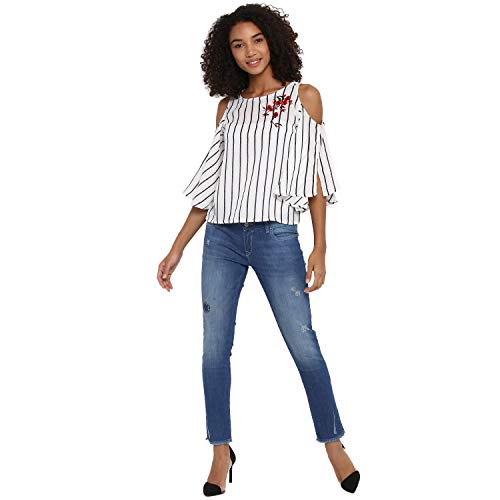 Image of Harpa Boat Neck Vertical Stripes Top
