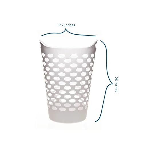 Sedlav Laundry Basket, 26”, Laundry Hamper. Ideal For: Laundry Room Organization, Hampers For Laundry, Room Organization, Clothes Hamper. Laundry Basket Plastic: White, Blue & Teal (White) #TOP1