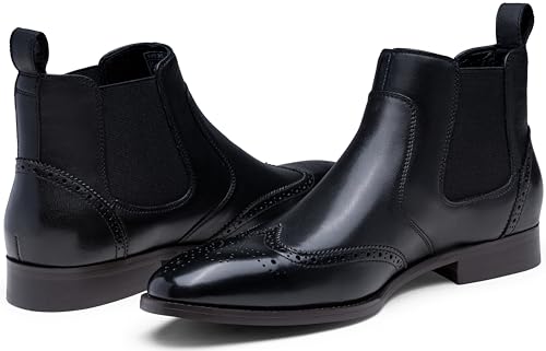 Image of Jousen Men's Chelsea Boots Polished Premium Leather Ankle Dress Boots Classic Retro Slip On Boots for Men