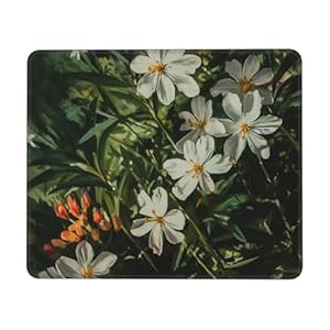 Mauspad Blumen Und Grüne Blätter Druck Office Mauspad Waschbar Schreibtischunterlage Modernes Laptop Schreibunterlage, Für Zuhause, Homeoffice, 25x30cm