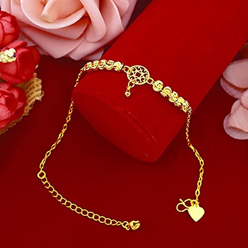 Fußkettchen, Fußkettchen, schlicht, modisch, 18 Karat Gold, Fußkettchen für Damen, Schmuck mit Wassermelonenperlen-Anhänger, Kette, Fußkettchen für Freundin, Geburtstagsgeschenke, weiblich (Gold)