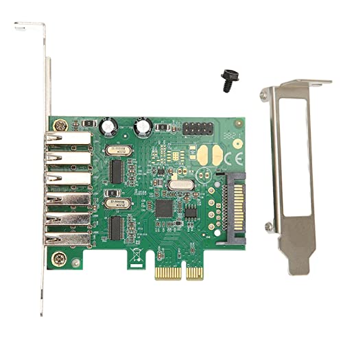 Image of Dilwe PCIE to USB Expansion Card 6 Ports, 480Mbps USB2.0 PCI Express Expansion Card USB Card for Desktop PC, for Windows 10, 8.1, 8, 7, XP, Vista