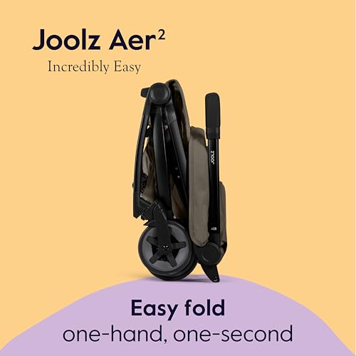 Image of Joolz Aer2 Lightweight Travel Stroller for Baby & Toddler - One-Hand Fold, Compact Carry-On Airplane Approved, Reclining Seat, UPF 50+ Canopy, Travel Pouch, Baby Net - Hazel Brown
