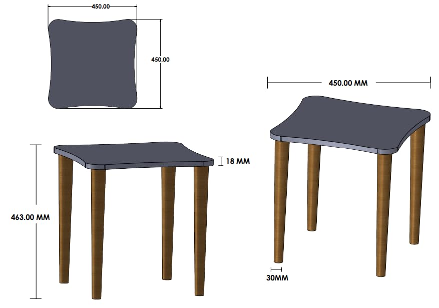 UPERI Nesting Table, Matte Finish, DIY, Dark Walnut Color, Set of 2 (Multicolor, Square) 2