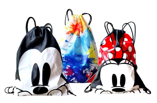 7STAR Mickey and Minnie Drawstring Backpack 3 Pack