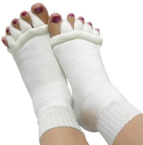 Star HanYoga Gym Sports Five Toe Separator Massage Foot Alignment Socks ,1 Pairs, White, 16 (SH000065)