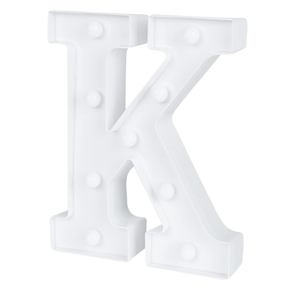 Restaurantware White Led Marquee Letter K Sign, 6.9 x 1.2 x 8.7 In