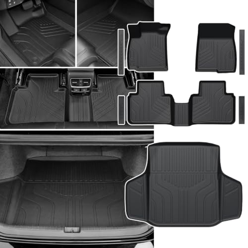 Image of Floor Mats for Honda Accord 2018-2022 Hybrid & Gas, w /Cargo Mat | Full Protection Mat Set with Cargo Liner, All Weather TPE, Non Slip & Odorless & Scratch Proof, 10th Gen Accord Accessories