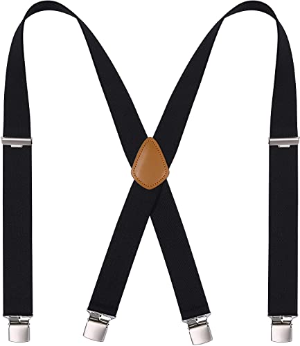 サスペンダー メンズ レディース X型 35mm幅 ズボン吊りフリーサイズ 吊りバンド ゴム 無地 男女兼用 アクセサリー ベルト サイズ調整可能 ブラック