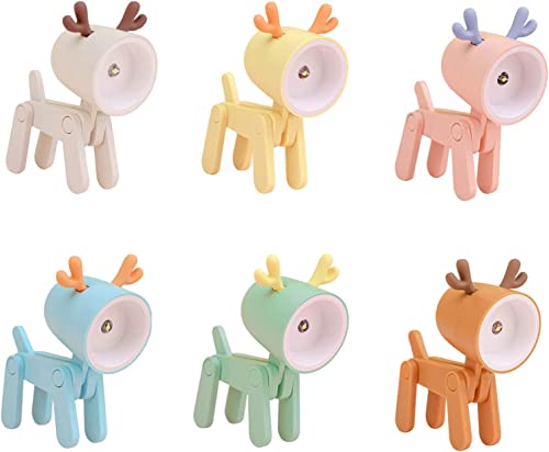 TIAASTAP Mini Nachtlicht, Cartoon LED Nachtlicht, Faltbare Kleine Tischlampe Kinderzimmer Mit Handyhalter Für Kinder, Mädchen, Jungen, Schlafzimmer, Dekoration, Geschenke (Hirsch, 6Stk) Cover