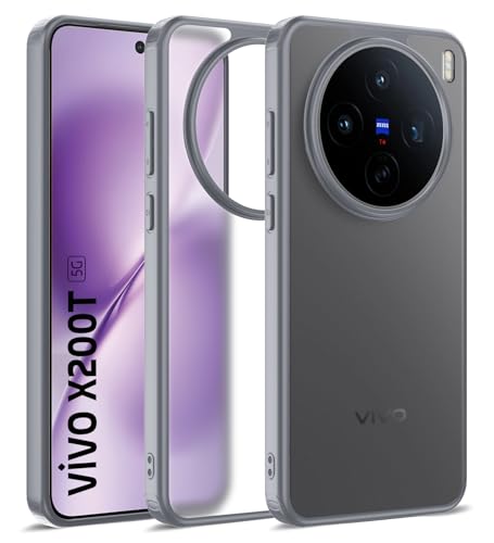 Golden Sand for Vivo X200T 5G - Rugged Frosted Semi Transparent PC Shock Proof Slim Back Case for Vivo X200T, Stellar Grey