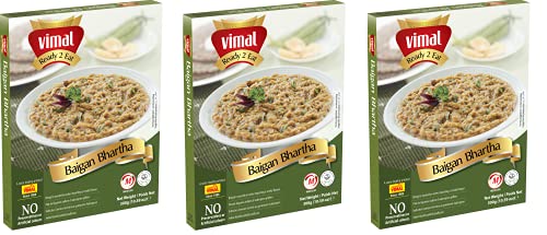 Image of VIMAL Ready to Eat Baingan Bhartha Instant Mix Vegetarian with No Added Preservative and Colours - 300g Pack of 3
