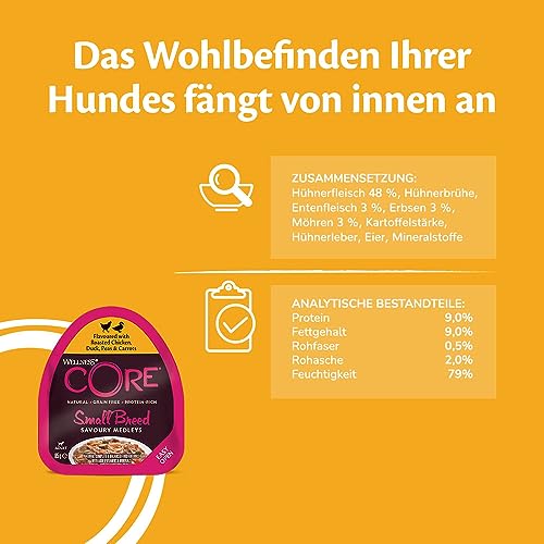 Wellness CORE Savoury Medleys 6 x 85g, Huhn, Ente & Rind Mix – Hundefutter Nass für Hunde Kleiner Rassen, getreidefrei, natürlich, hypoallergen, proteinreich, hoher Fleischanteil