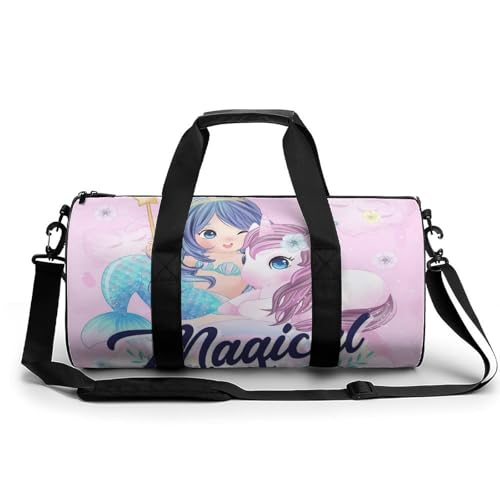 Sac de gym licorne sirène 45x23x23cm duffel bag voyage et camping