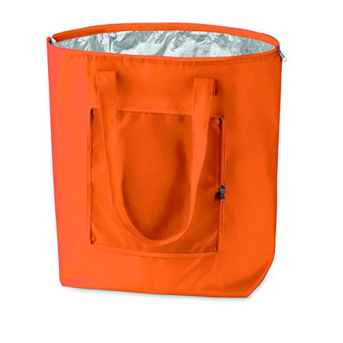 PromotionGift - Nevera plegable reutilizable, bolsa de playa y de compras ligera y duradera, con forro interior de aluminio para una perfecta función de refrigeración (naranja)
