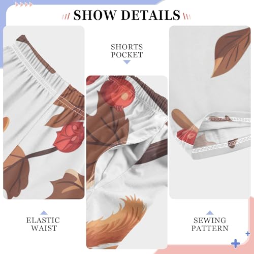 ZZXXB Squirrel Autumn Leaves Boys Long Pants Soft Trousers Elastic Waist Kids Lounge Bottoms with Pockets S-XL4