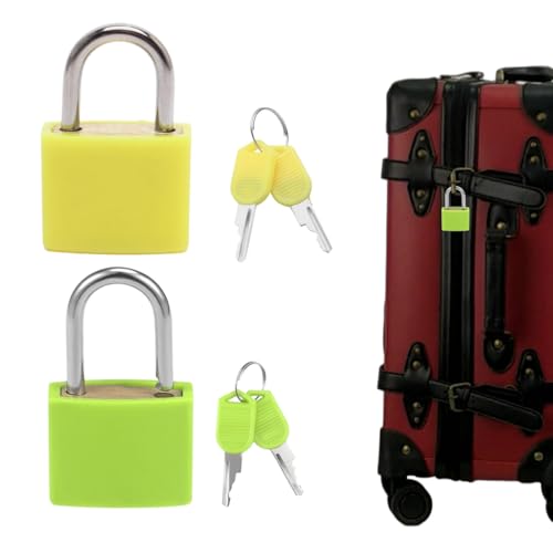 HABNI 2 Piezas Candado Maleta Viaje Candados Para Maletas Candado De Viaje Con Llave Mini Candado Pequeño Con Llave Candado De Seguridad Para Equipaje Amarillo Verde
