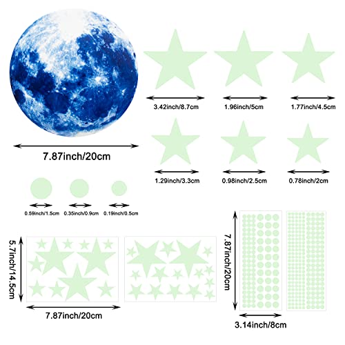 GWAWG Glow in the Dark Stars, Luminous Fluorescent Stars Moon Wall Sticker Kids Room Stars Dot Decoration - Image 3
