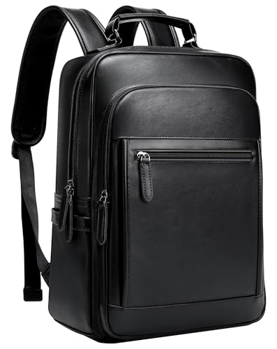 Bahoes ビジネスリュック メンズ 防水 軽量 A4 15.6インチノートPC収納 バックパック 通勤 出張 多機能 PUレザー ブラック