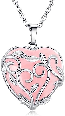XIANNVXI Heart Necklaces for Women Crystal Heart Pendant Necklaces,Prensents for Mum,Natural Healing Gemstone Pendant with Silver Chain,Mum Necklace Jewellery Mummy Gift
