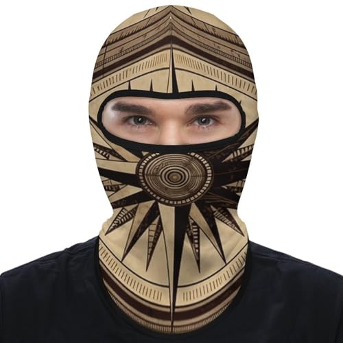 Balaclava para hombre, máscara para esquí y ciclismo, protección facial y cervical con diseño de brújula y mapa, para invierno miniatura 7