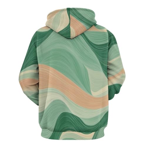 Sweat à capuche imprimé 3D idéal pour sorties urbaines pull géométrique vert foncé - 3