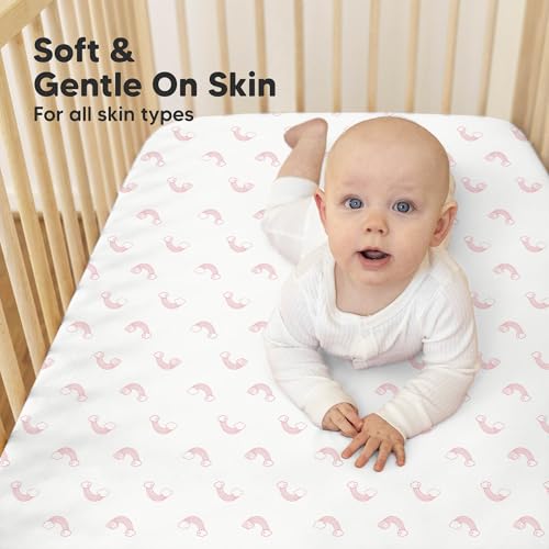 Image of KeaBabies 2-pk Organic Cotton Crib Sheets for Boys Girls 52x28 (Dreamland) | Fitted Crib Mattress Sheet Neutral, Breathable Cover for Baby Bed Set, Toddler Mattress, Soft & Cute Prints