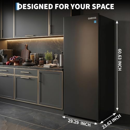 Image of 11 Cu.Ft Upright Freezer, Single Door Stand Up Freezer with Adjustable Shelves, Mechanical Temperature Control, Freestanding Deep Freezer for Garage, Kitchen, Home Use