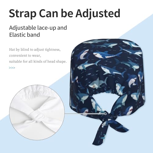 Image of Working Cap Scrub Cap with Sweatband Adjustable Unisex Tie Back Hat for Cleaning Farm Nursing