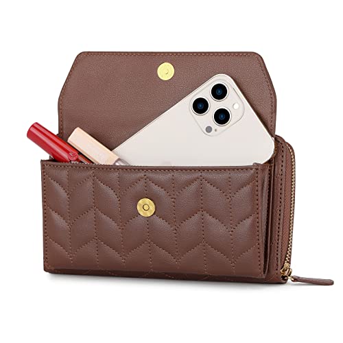 Image of nuoku RFID Blocking Wristlet Wallet for Women, Zip-Around Crossbody Clutch with 2 Removable Straps