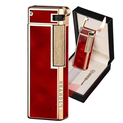 Encendedor metalico retro con llama suave y rueda lateral miniatura 1